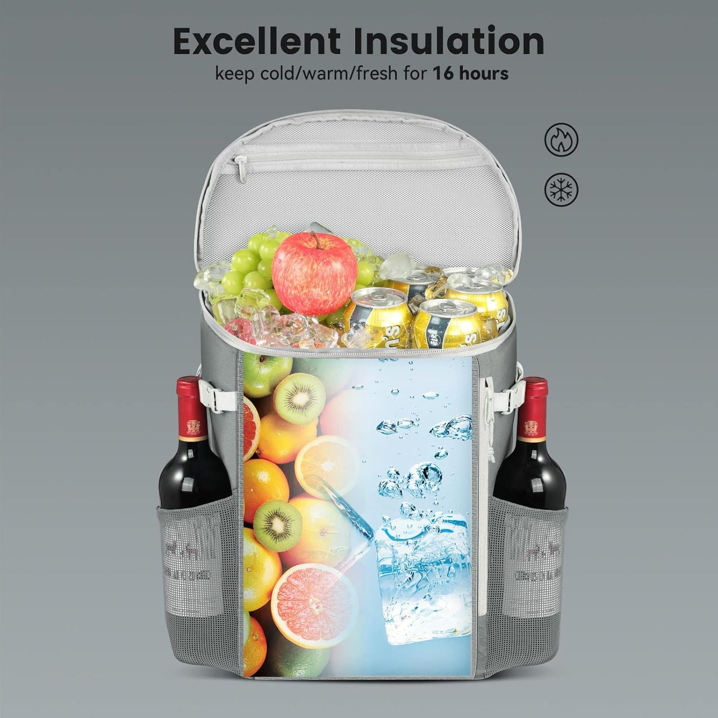 39 Cans Large Capacity Anti-Leaking Cooler Backpack with Mesh Pocket