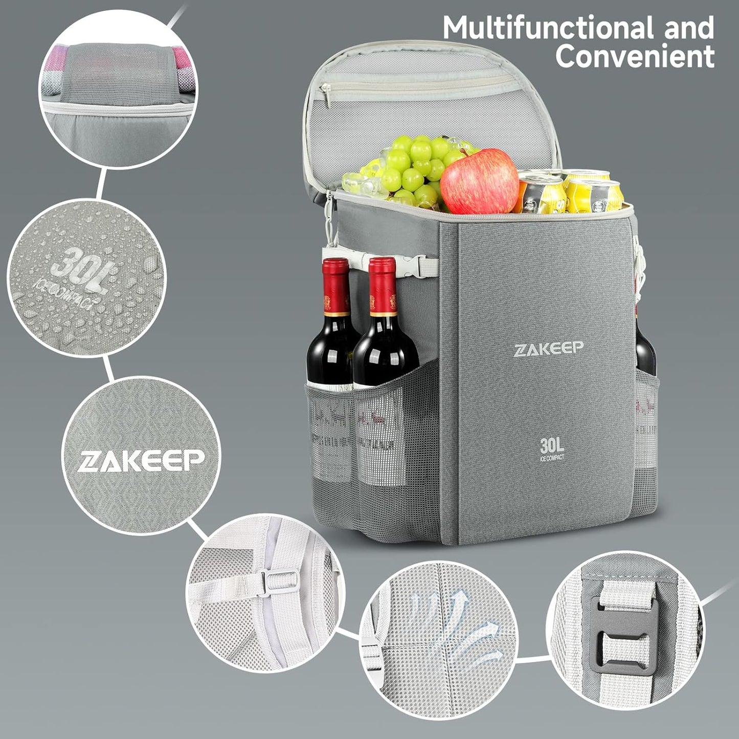 39 Cans Large Capacity Anti-Leaking Cooler Backpack with Mesh Pocket