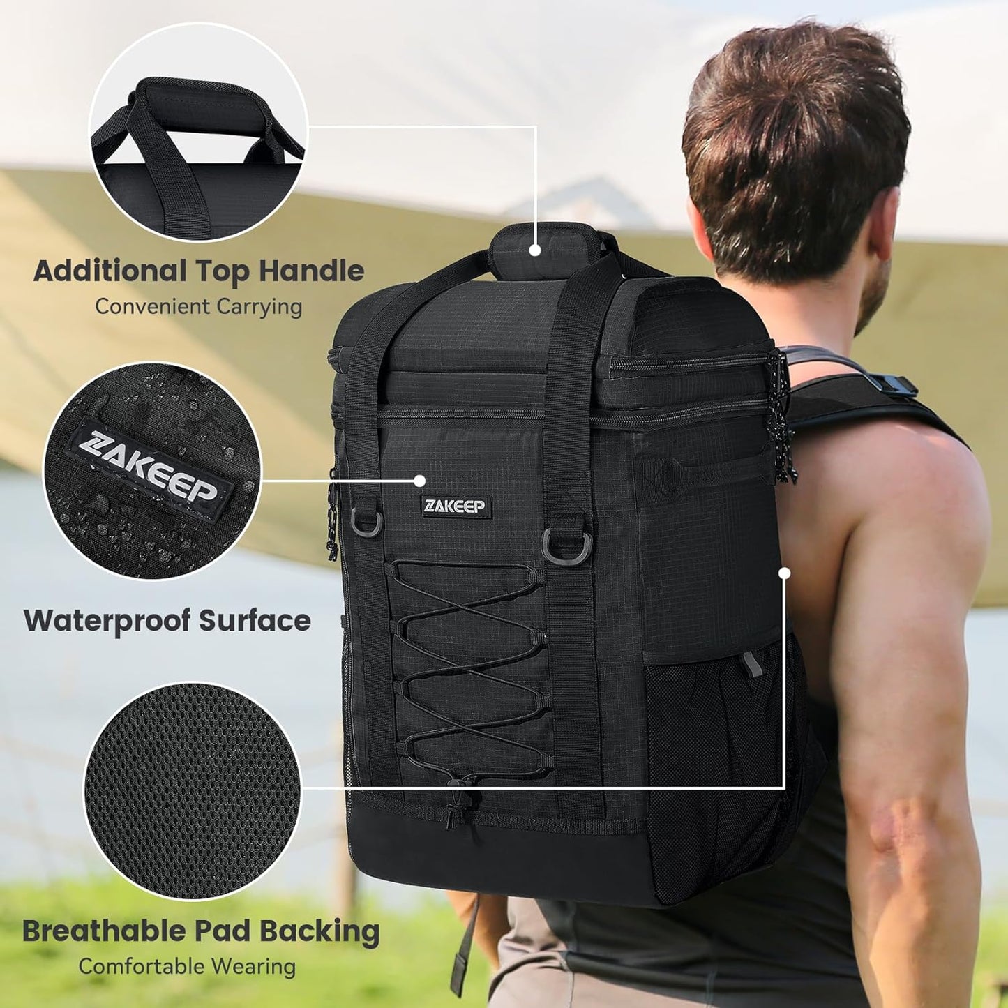 36 Cans Multifunctional Leakproof Cooler Backpack (White)