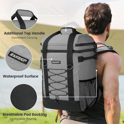 36 Cans Multifunctional Leakproof Cooler Backpack (Gray)